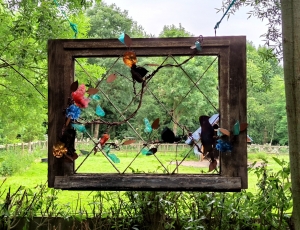 Bettina Silverio - Let The Birds Sing (Rectangle)(Plastic, Metal, Recup, Wood, Old window)